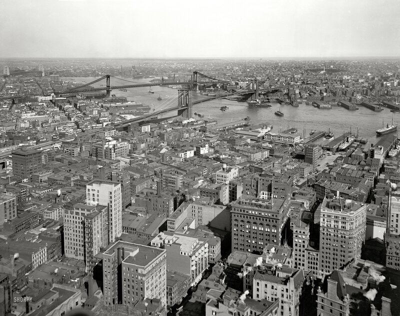 Aerial view of Brooklyn Bridge