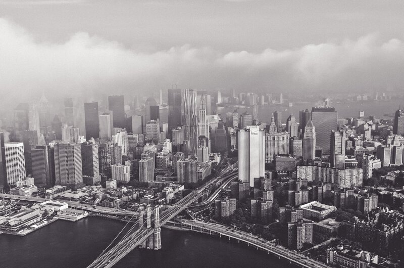 Aerial View of Brooklyn Bridge — Black