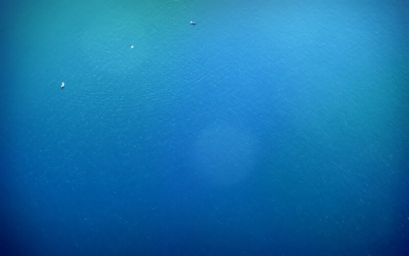 Aerial view of calm blue water