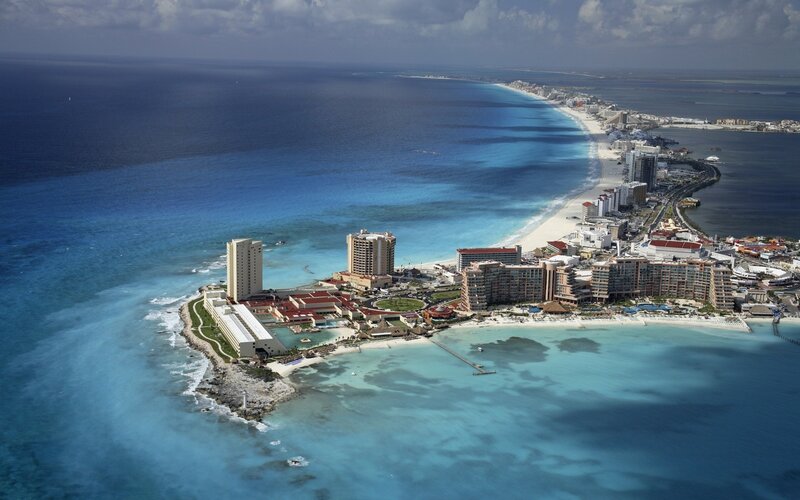 Aerial view of Cancun resort