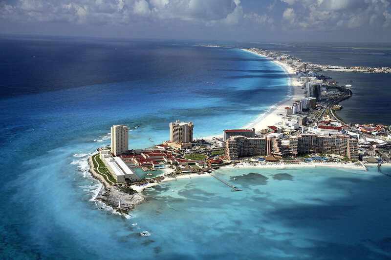 Aerial view of Cancun resort