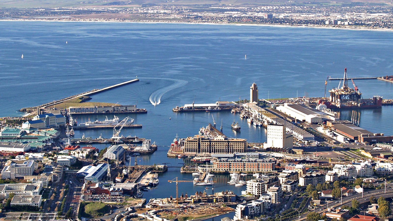 Aerial view of Cape Town harbor