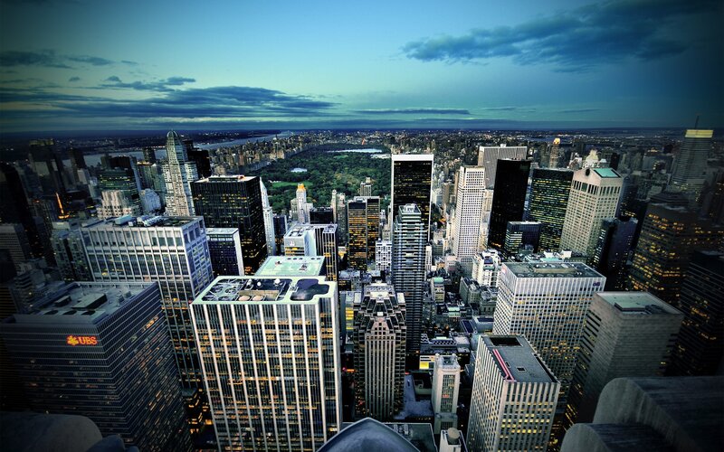 Aerial View of Central Park — Blue