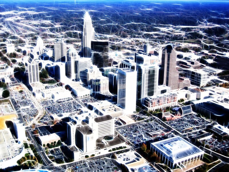 Aerial view of Charlotte skyline