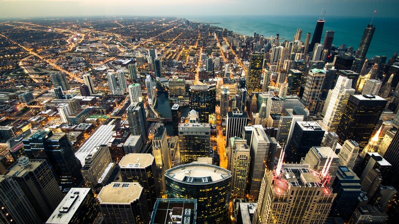 Aerial View of Chicago — Black