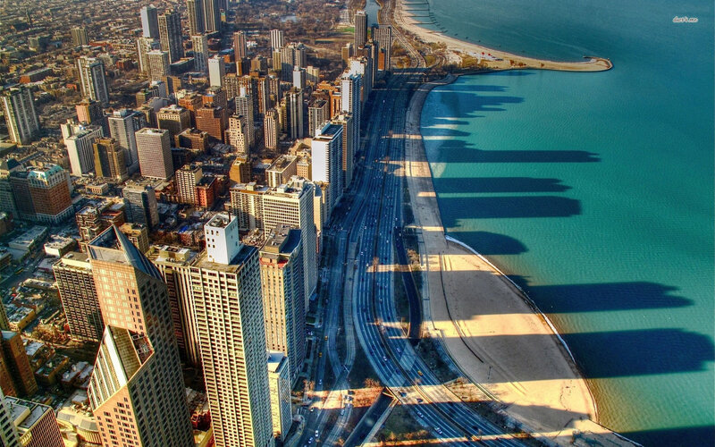 Aerial View of Chicago — Blue, Dramatic, Afternoon