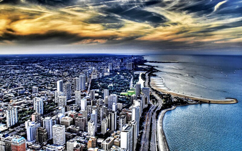 Aerial View of Chicago — Blue, Dramatic