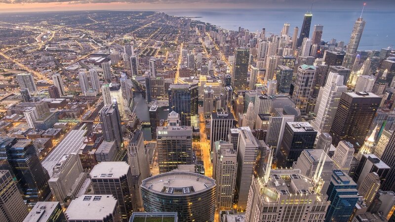 Aerial View of Chicago — Gray