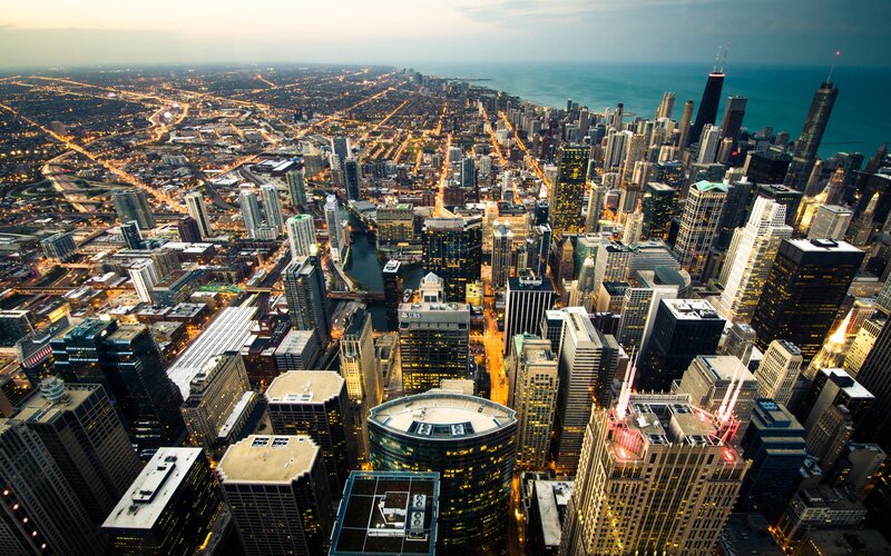 Aerial view of Chicago skyline
