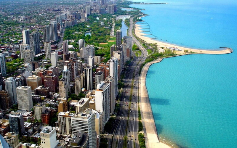 Aerial view of Chicago skyline