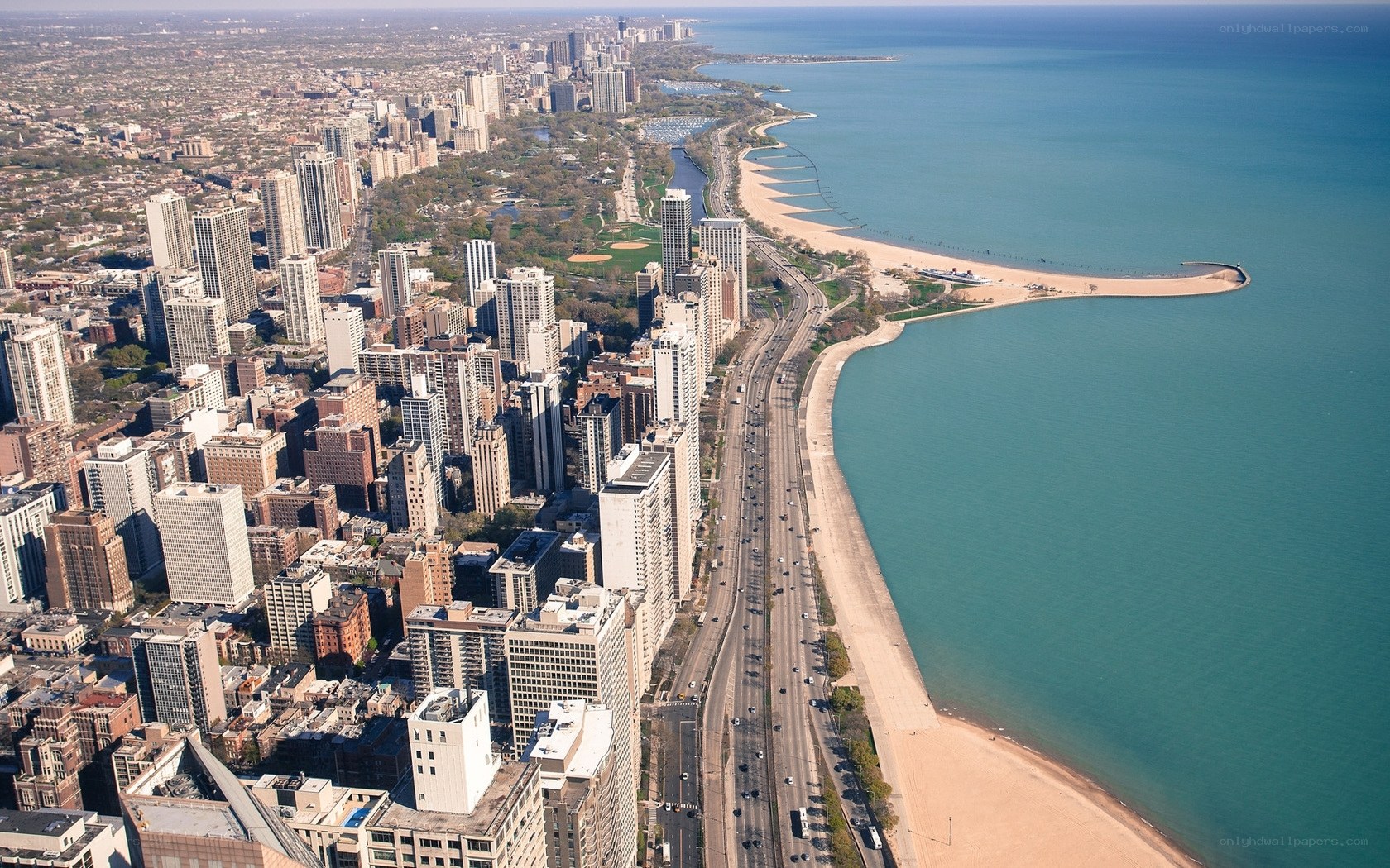 Aerial view of Chicago skyline