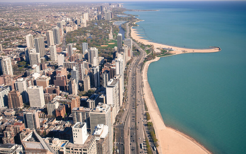 Aerial view of Chicago skyline