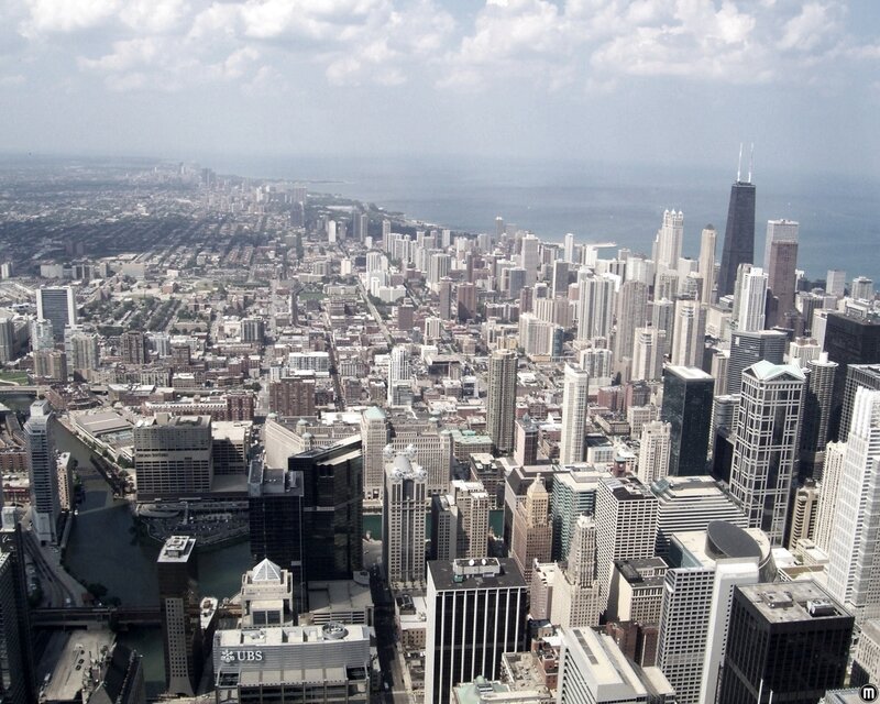 Aerial view of Chicago skyline