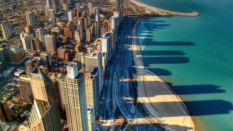 Aerial view of Chicago skyline