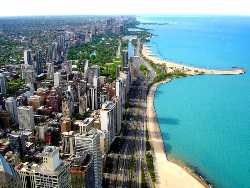 Aerial view of Chicago skyline