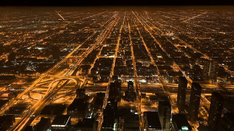Aerial View of City at Night — Black, Dramatic