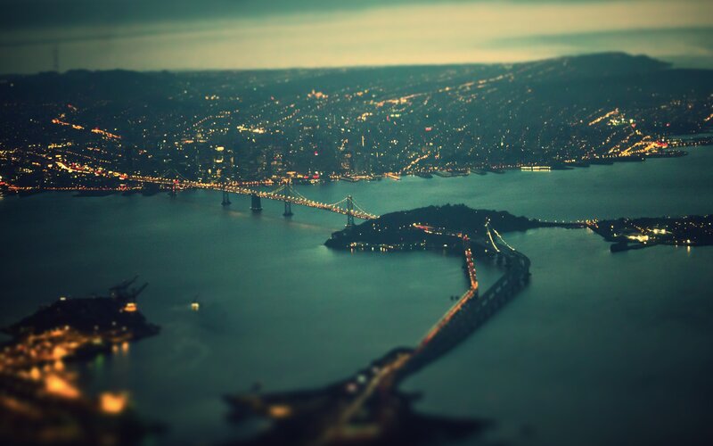 Aerial View of City at Night — Blue, Serene