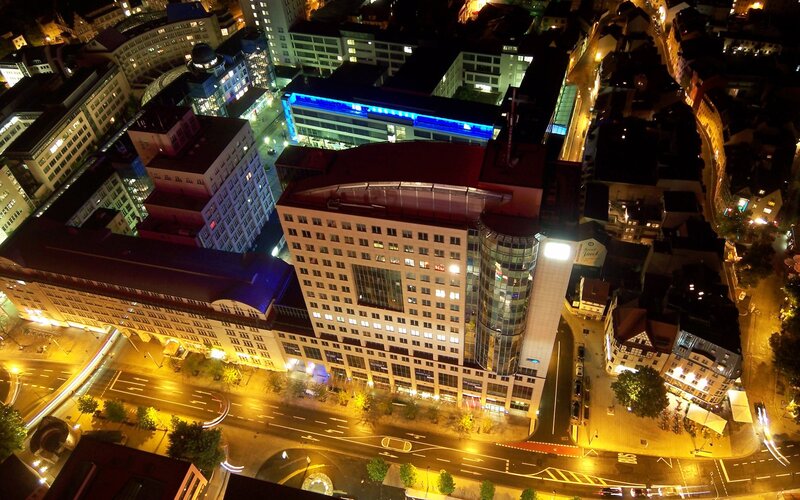 Aerial View of City at Night — Yellow