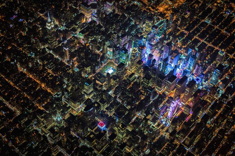 Aerial View of City — Black, Dramatic, Night