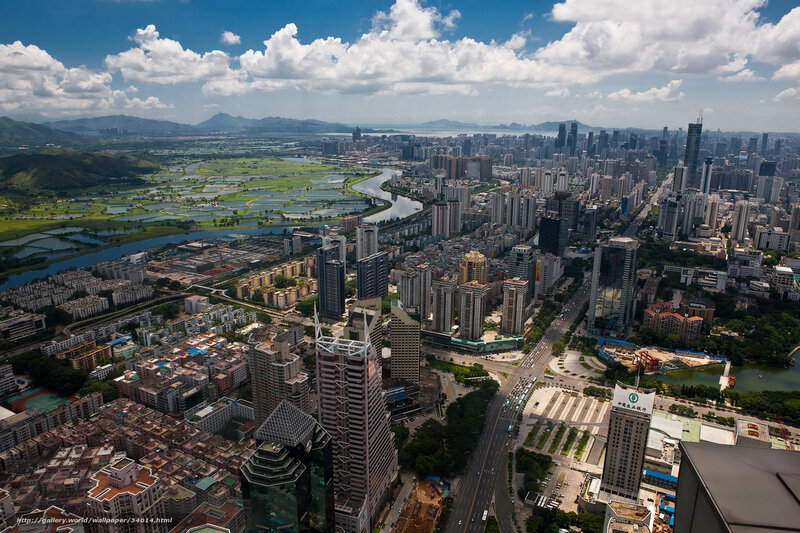 Aerial View of City — Blue, Bustling