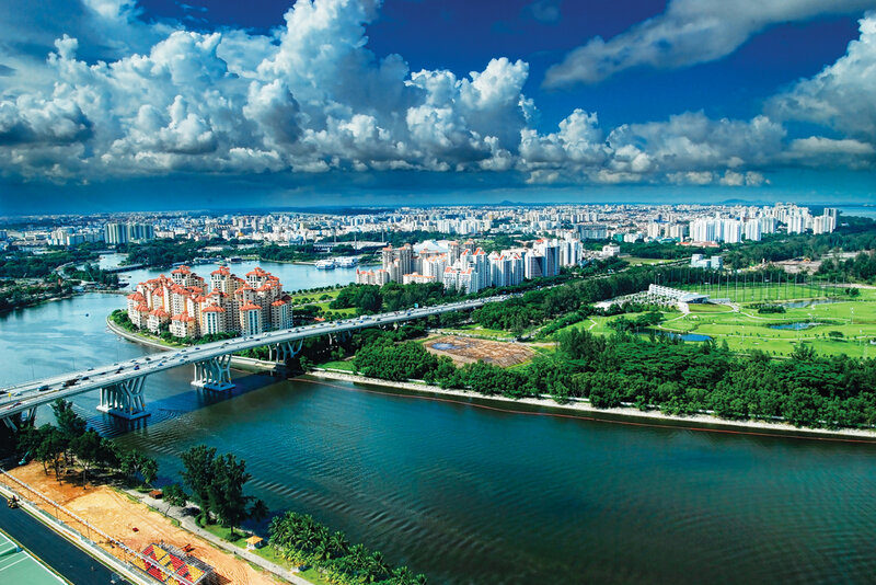 Aerial View of City — Blue, Dramatic, Afternoon
