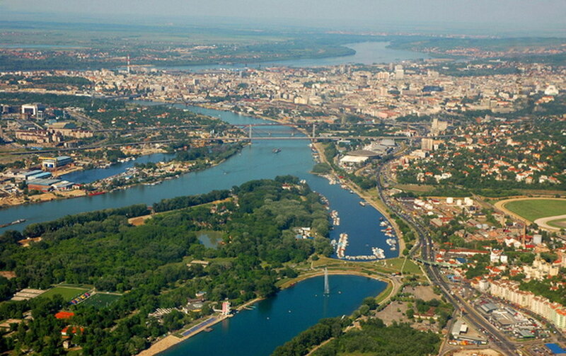 Aerial View of City — Blue, Serene, Afternoon