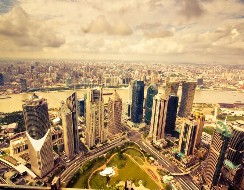 Aerial View of City — Brown, Dramatic