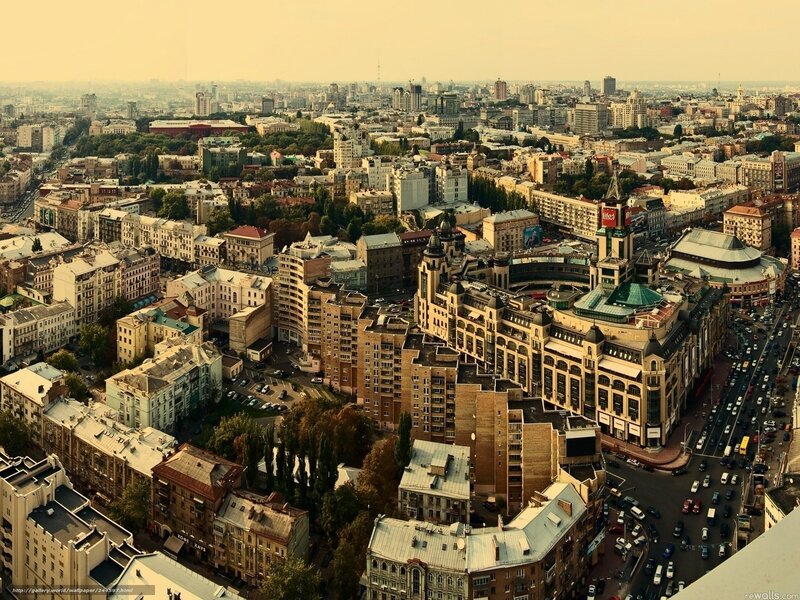 Aerial View of City — Brown, Dusty, Afternoon