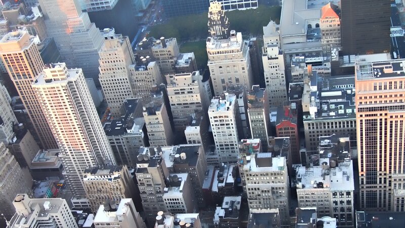 aerial view of city buildings