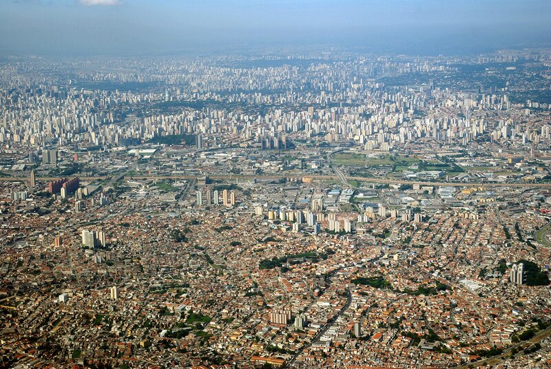 Aerial View of City — Gray, Distant