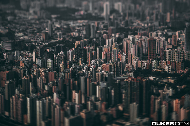 Aerial View of City — Gray, Dramatic, Afternoon, Photograph