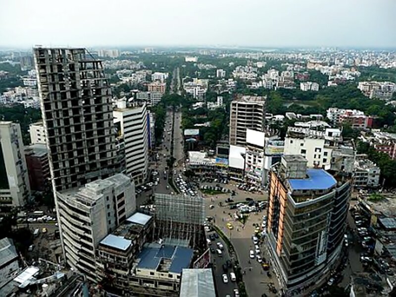 Aerial View of City — Gray, Overcast, Afternoon