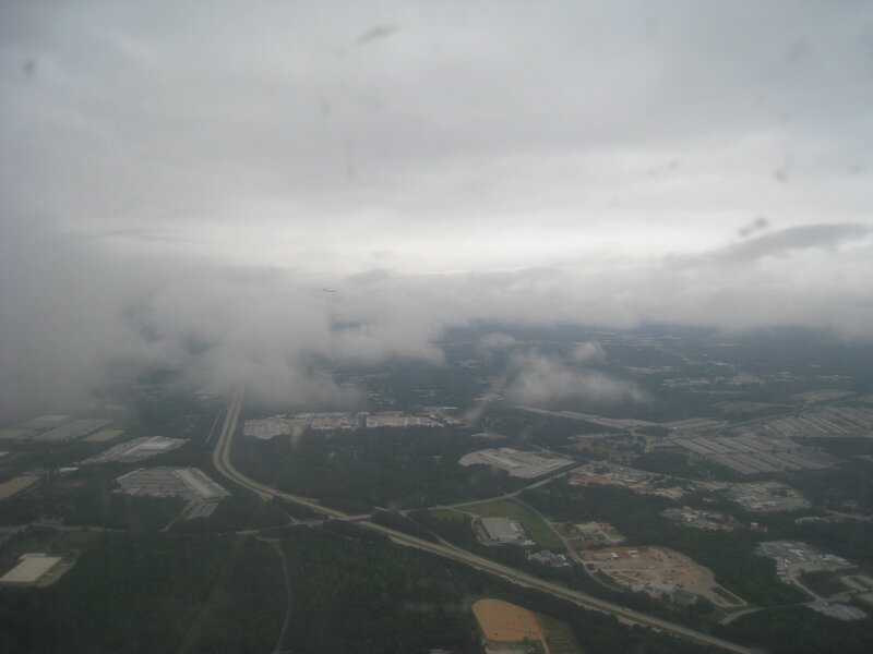Aerial View of City — Gray, Overcast, Photograph, Clouds