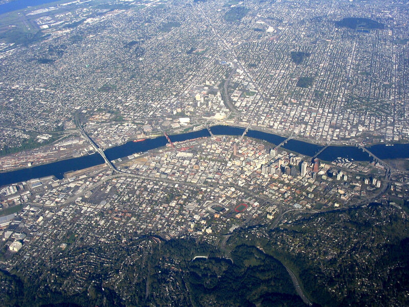 Aerial View of City — Green