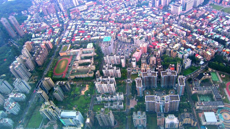 Aerial View of City — Green, Urban