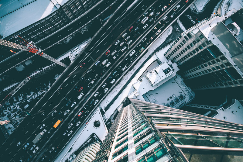 Aerial view of city highway