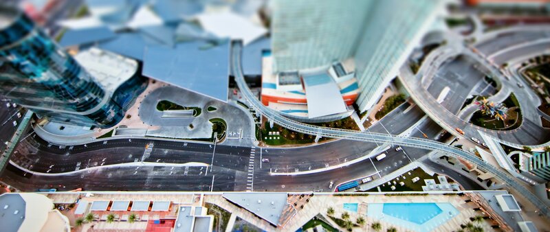 Aerial View of City Intersection — Blue, Urban