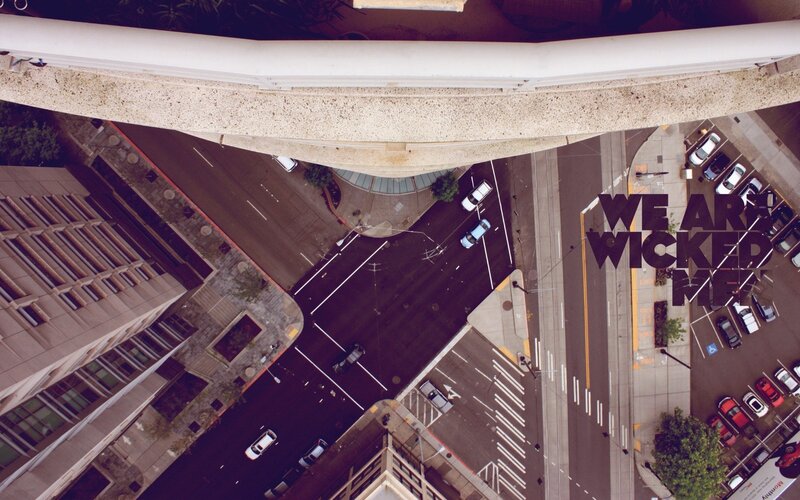 Aerial View of City Intersection — Gray, Dramatic