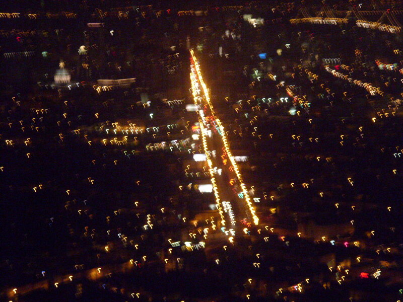 Aerial view of city lights