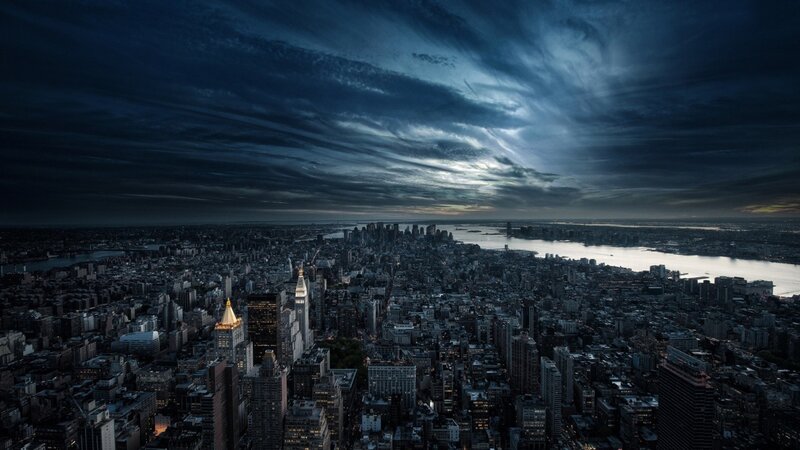 Aerial View of City — Night