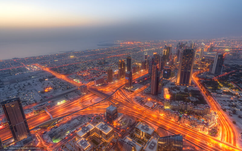 Aerial View of City — Orange, Dramatic, Sunset