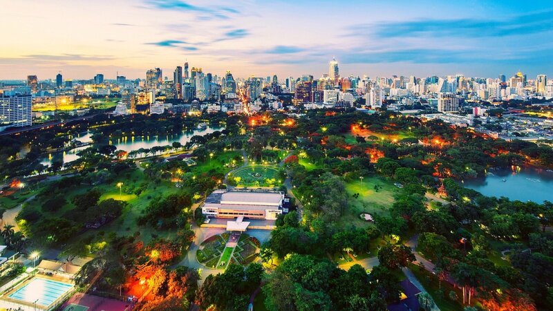 Aerial View of City Park — Green, Serene