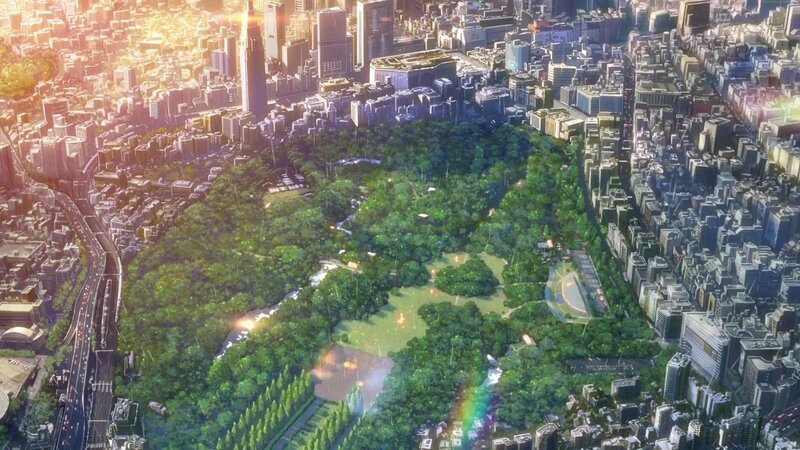 Aerial view of city park