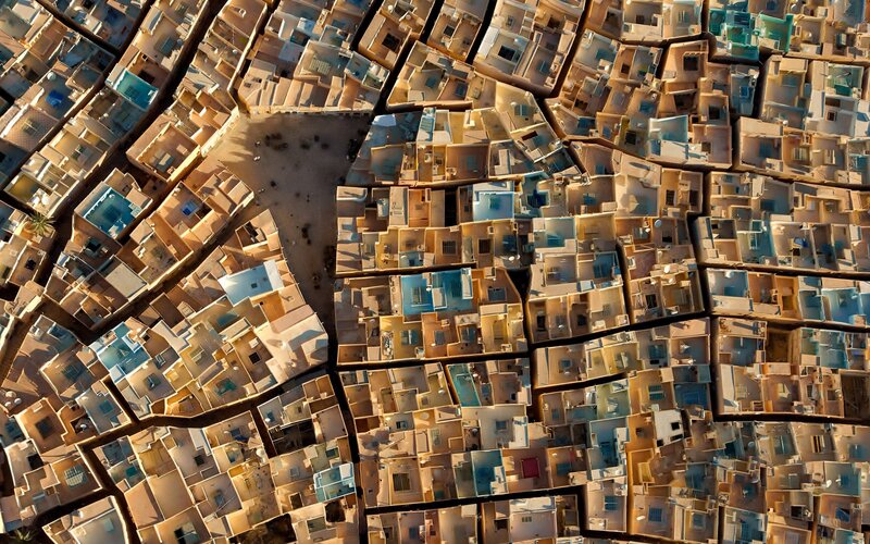 Aerial View of City Rooftops — Beige