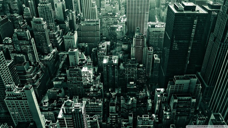 aerial view of city skyline