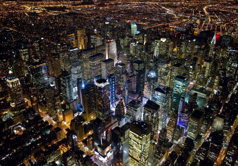 Aerial View of City Skyline — Black, Dramatic
