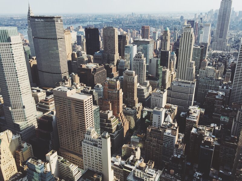Aerial View of City Skyline — Gray, Urban
