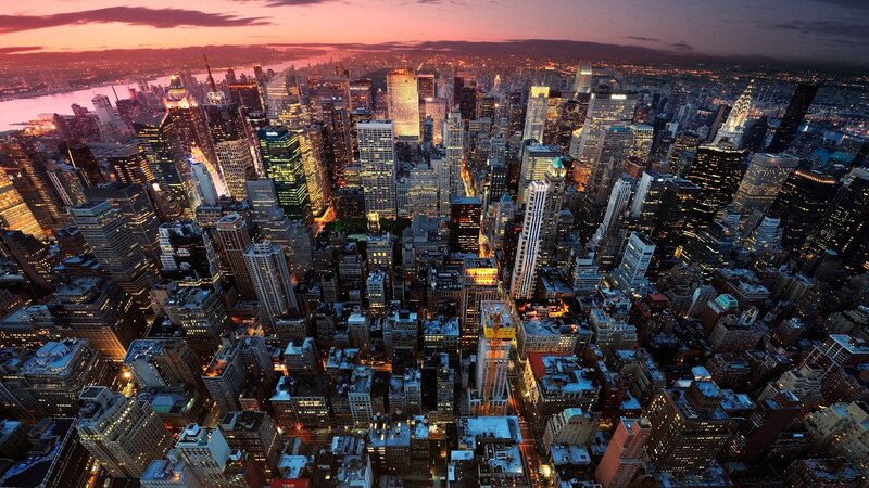 Aerial View of City Skyline — Orange, Dramatic
