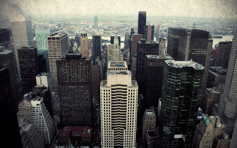 aerial view of city skyline