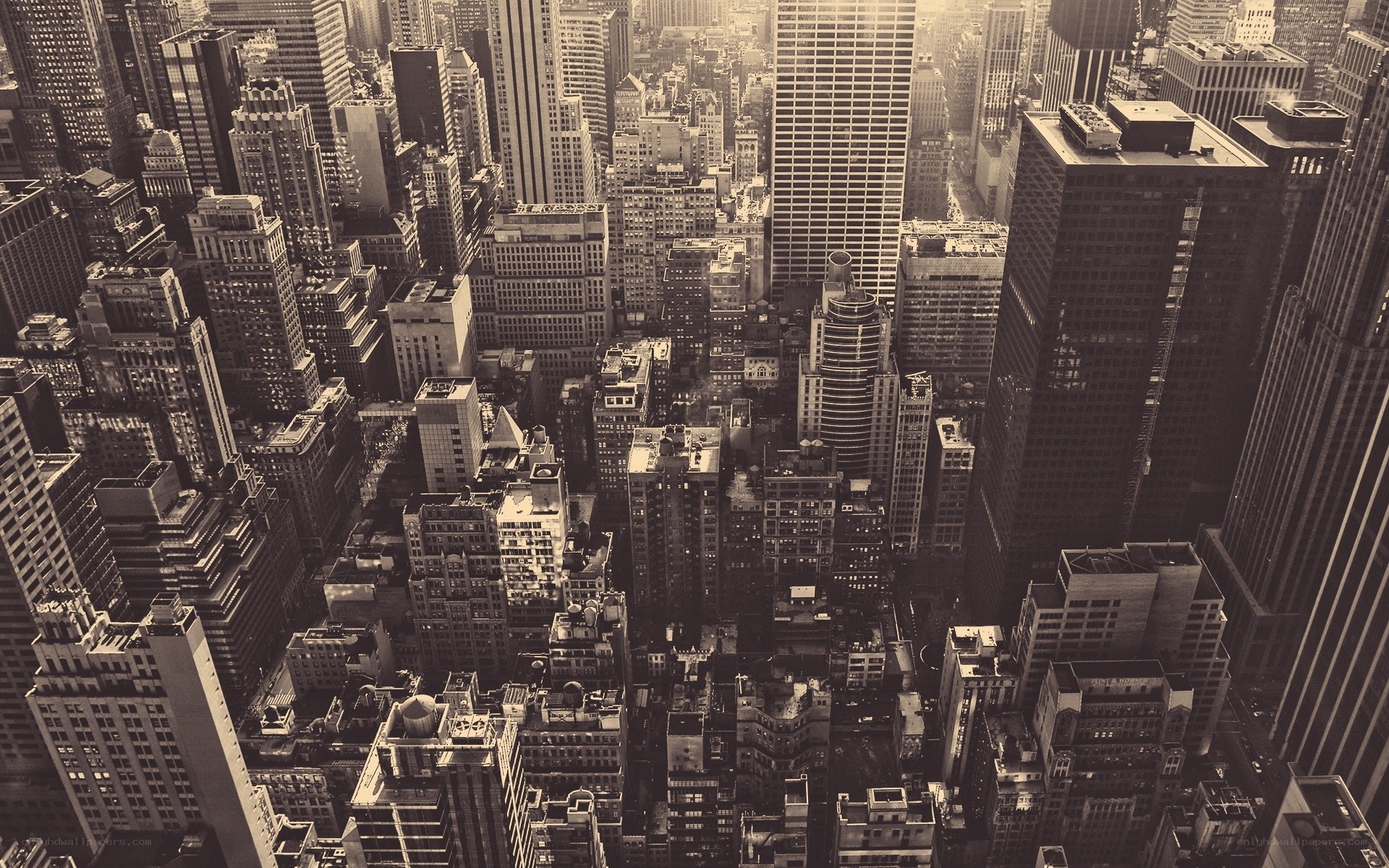 aerial view of city skyscrapers